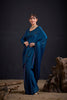 Teal Blue Embroidered Silk Saree with Designer Blouse