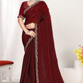 Maroon Silk Saree with Rich Golden Zari Border Designer Saree