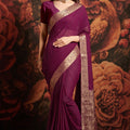 Elegant Purple Banarasi Silk Saree with Rich Golden Zari Weaving