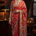 Royal Red Banarasi Silk Saree Weaving Rich Designer Border