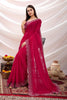 Designer Rani Pink Georgette Saree with Embroidered Border Blouse