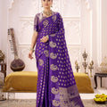 Royal Purple Banarasi Silk Saree with Gold Zari Traditional Saree