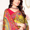 Mustard Yellow Multicolor Printed Saree with Paisley Design Saree