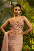 Dusty Peach Crushed Tissue Saree Designer Printed Blouse