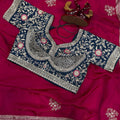 Royal Rani Pink Tissue Silk Saree with Embroidered Border Designer Blouse
