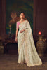 Off-White Silk Saree with Heavy Border Contrast Pink Blouse