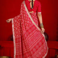 Red Bandhej Printed Georgette Saree Festive Wear