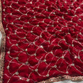 Designer Red Georgette Saree Print Embroidered Border Matching Blouse