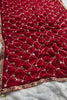 Designer Red Georgette Saree Print Embroidered Border Matching Blouse