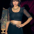 Black Georgette Saree with Embroidered Border Designer Saree