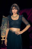 Black Georgette Saree with Embroidered Border Designer Saree