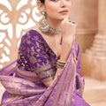 Royal Purple Kanjivaram Silk Saree with Gold Zari Border