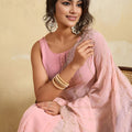 Pink Designer Saree Embroidery Sequins Georgette Saree