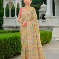 Designer Multicolour Printed Silk Saree with Heavy Embroidered Border