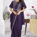 Elegant Deep Purple Designer Saree with Sequins Embroidered Blouse