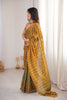 Luxury Mustard Gold Organza Silk Saree Zari Embroidery Designer Blouse