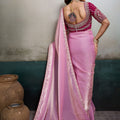 Pink Organza Saree with Heavy Embroidered Designer Blouse