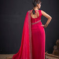 Red Designer Saree with Heavy Embroidered Border