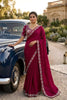 Wine Purple Georgette Saree Stone Embroidered Border Designer Blouse
