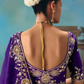 Purple Embroidered Silk Saree Heavy Zari Border Designer Saree