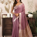 Mauve Silk Saree with Golden Zari Border Designer Saree