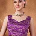 Purple Bandhani Print Saree with Mirror Work Designer Saree