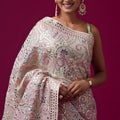 Pink Heavy Embroidered Designer Saree with Blouse Party Wear Saree