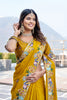 Mustard Yellow Georgette Saree Elephant Embroidery Blouse