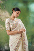 Off White Floral Embroidered Saree with Designer Border and Blouse