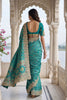 Teal Green Banarasi Silk Saree Heavy Zari Embroidery Rich Designer Border