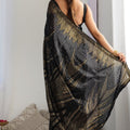 Designer Black Saree with Gold Party Wear Georgette Saree