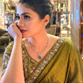 Olive Green Organza Silk Saree Sequins Embroidered Border Designer Blouse