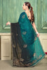 Teal Green Black Embroidered Saree with Designer Blouse