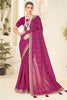 Rani Pink Embroidered Designer Saree with Sequins Work Heavy Border