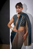 Dual Tone Dark Green Golden Brown Saree with Designer Border