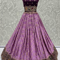 Regal Purple and Pink Georgette Bridal Lehenga Choli with Heavy Zari and Resham Work