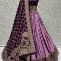 Regal Purple and Pink Georgette Bridal Lehenga Choli with Heavy Zari and Resham Work