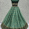 Elegant Green Georgette Bridal Lehenga Choli with Heavy Zari and Resham Work