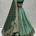 Elegant Bottle Green Georgette Bridal Lehenga Choli with Heavy Zari and Resham Work