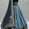 Striking Blue Georgette Bridal Lehenga Choli with Heavy Zari and Resham Work