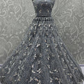 Modern Grey Net Bridal Lehenga Choli with Heavy Sequins and Thread Embroidery