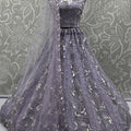 Elegant Lavender Net Bridal Lehenga Choli with Heavy Sequins and Thread Embroidery