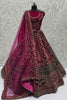 Delicate Burgundy Velvet Bridal Lehenga Choli with Heavy Mirror and Zari Embroidery Work