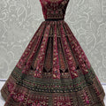 Fabulous Maroon Velvet Bridal Lehenga Choli with Heavy Mirror and Zari Embroidery Work