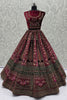 Fabulous Maroon Velvet Bridal Lehenga Choli with Heavy Mirror and Zari Embroidery Work