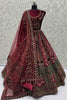 Fabulous Maroon Velvet Bridal Lehenga Choli with Heavy Mirror and Zari Embroidery Work
