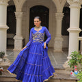 Royal Blue Bandhani Print Faux Georgette Lehenga Choli with Mirror Work