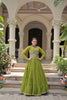 Refreshing Green Bandhani Print Faux Georgette Lehenga Choli with Mirror Work