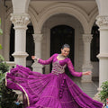 Wonderful Purple Bandhani Print Faux Georgette Lehenga Choli with Mirror Work