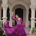 Wonderful Purple Bandhani Print Faux Georgette Lehenga Choli with Mirror Work